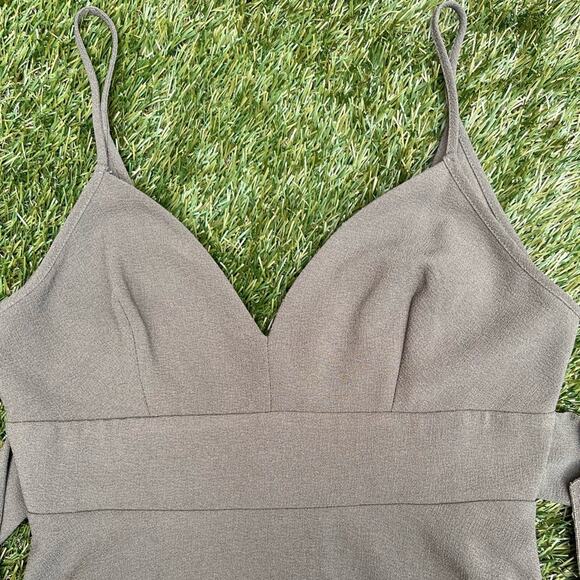 Arrays Bow Tie Spaghetti Strap A-Line Mini Dress Olive Green Summer Dress Large - Picture 4 of 11